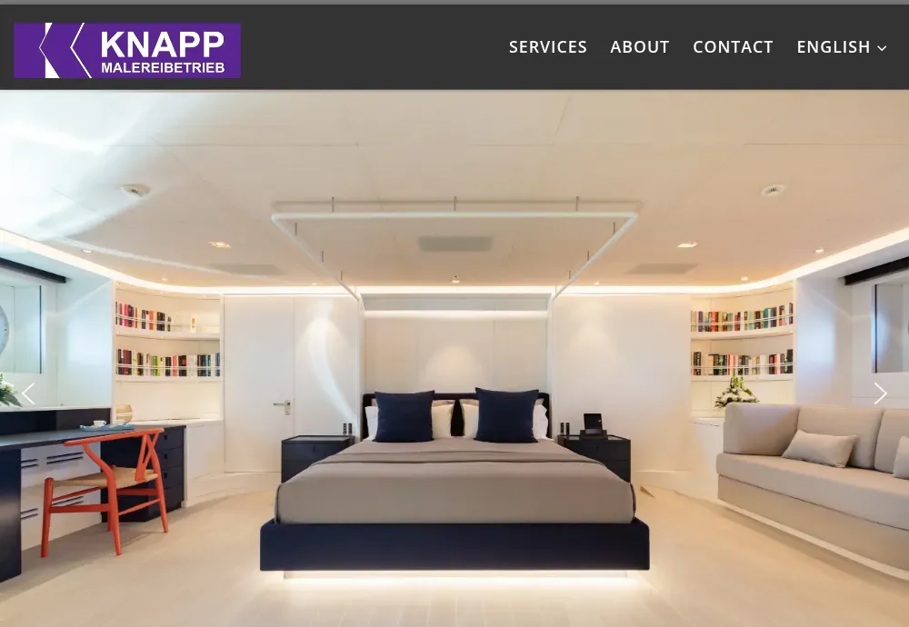 Knapp Malerei website, showing the company’s painting and restoration work